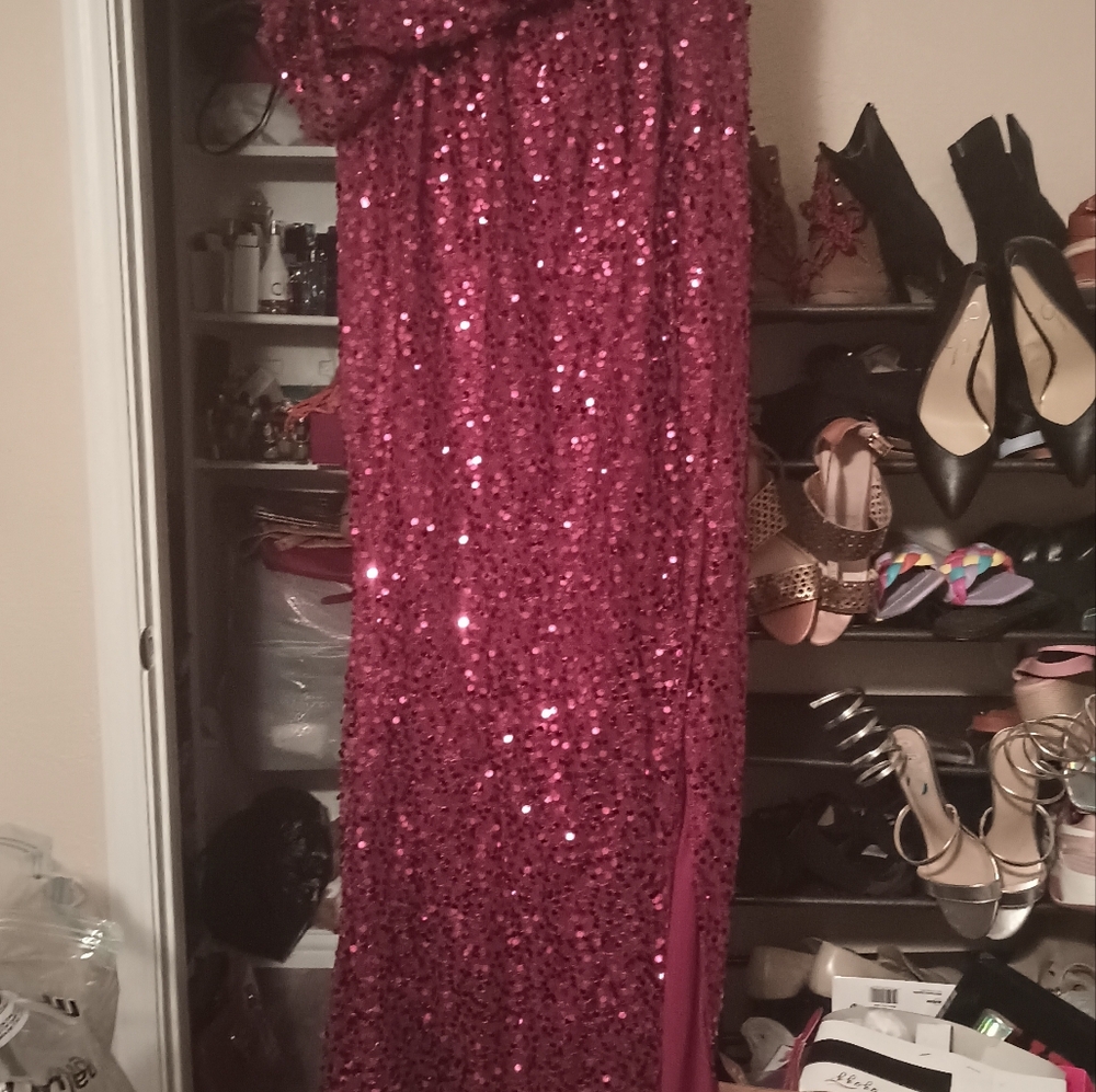 Long strapless Sequin Gown Large